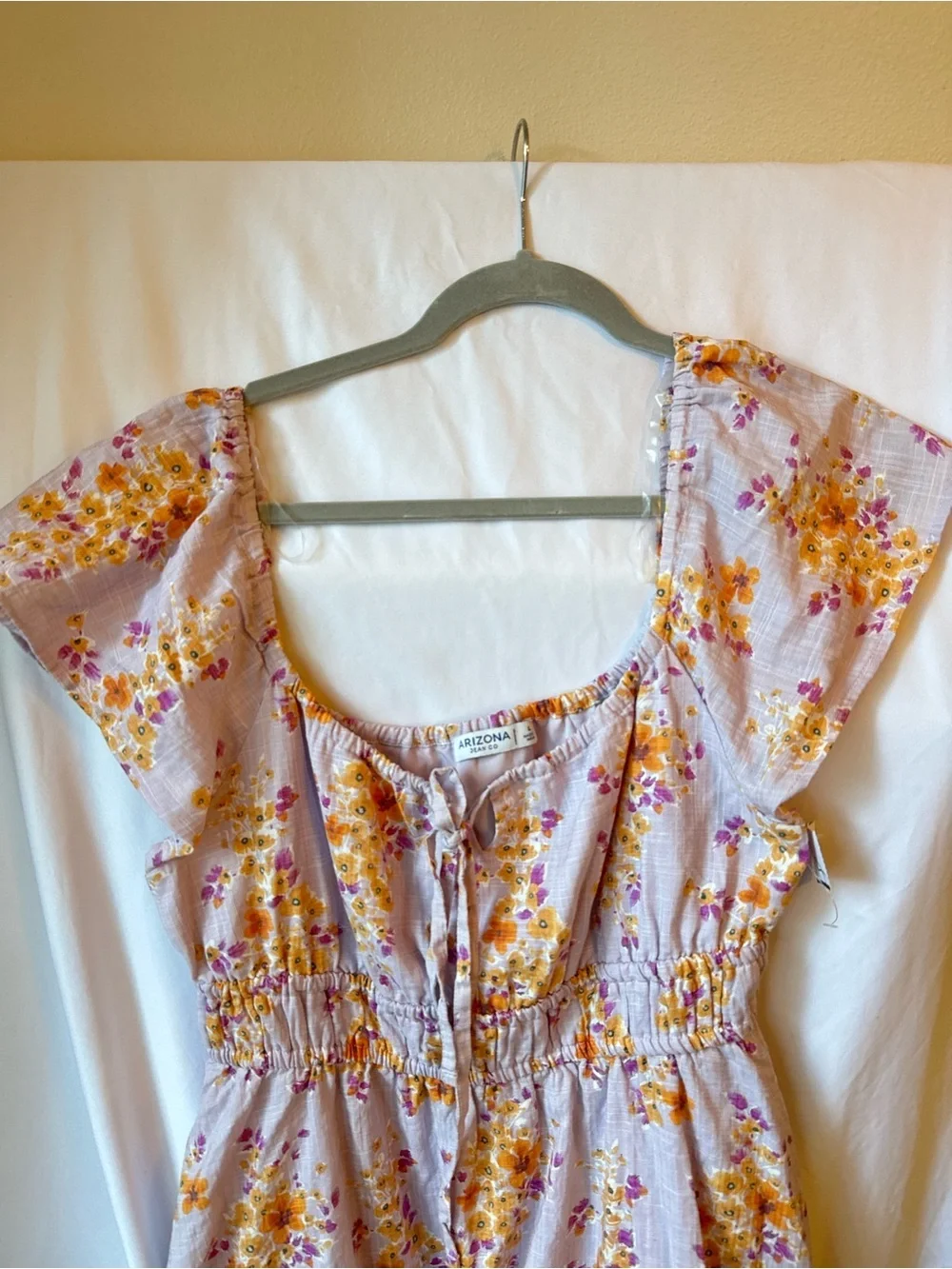 Floral Smocked Waist Lavender Mini Dress